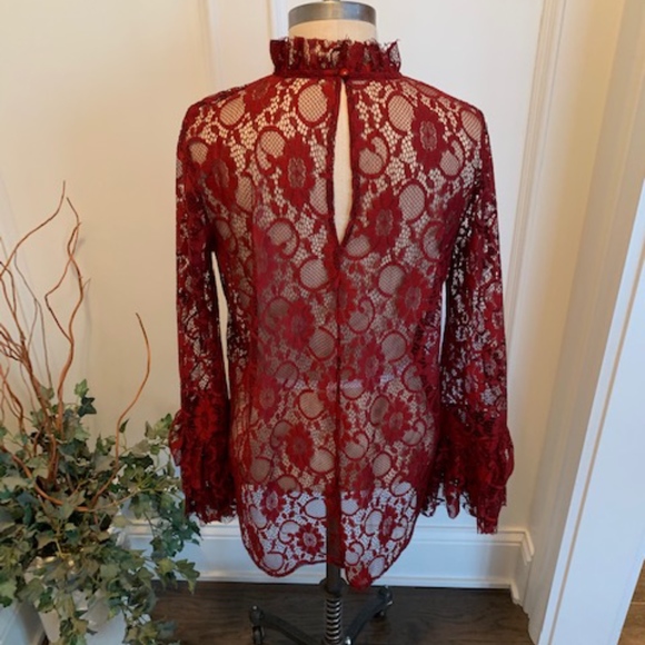 INA Women's Lace Tunic with Ruffle Sleeves - Picture 4 of 8